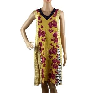 Matilda Jane Golden Key Collection Mixed Print Shift Dress Yellow Floral Size S